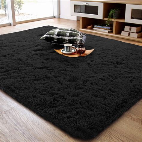 black fluffy rug for bedroom